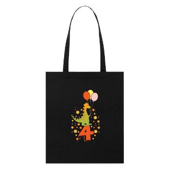 Dino 4 anniversaire - Tote bag bio Stanley/Stella - noir - Devant