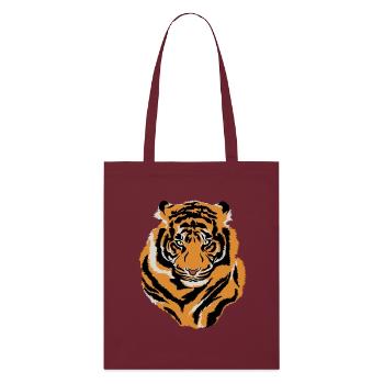 Tiger Gesicht Wild Life Kreatur Tier Tiger Lover - Stanley/Stella Bio-Stoffbeutel - Burgunderrot - Vorne