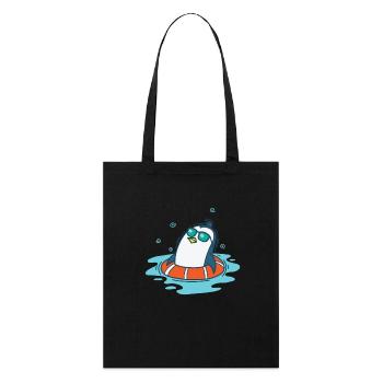 Pingouin se baignant avec des pneus de natation - Tote bag bio Stanley/Stella - noir - Devant
