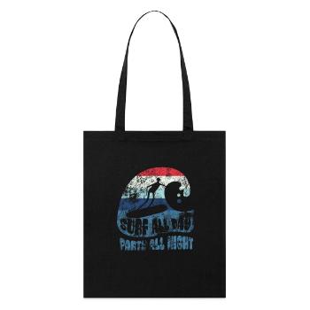Surf toute la journée - faire la fête toute la nuit - Surfer - Cadeau - Tote bag bio Stanley/Stella - noir - Devant