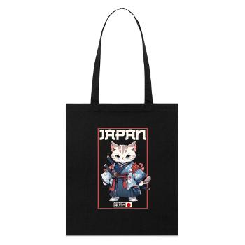 Asien Katze Japanischer Samurais Samurai - Stanley/Stella Bio-Stoffbeutel - Schwarz - Vorne