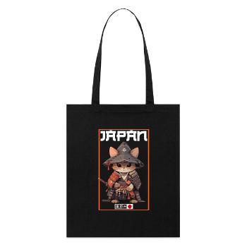 Asien Katze Japanischer Samurais Samurai - Stanley/Stella Bio-Stoffbeutel - Schwarz - Vorne