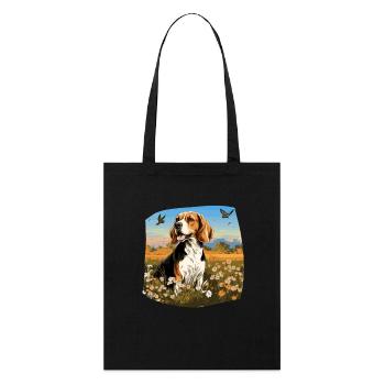 Hund Beagle Harrier - Stanley/Stella Bio-Stoffbeutel - Schwarz - Vorne