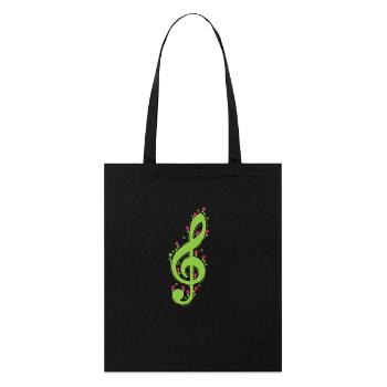 Clef avec musique de fleurs - Tote bag bio Stanley/Stella - noir - Devant