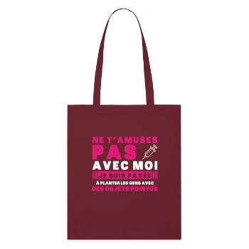 Nurse Humor Gift Idea Blood Test - Stanley/Stella Organic Tote Bag - burgundy - Front
