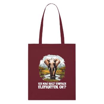 Elefanten Elefant - Stanley/Stella Bio-Stoffbeutel - Burgunderrot - Vorne