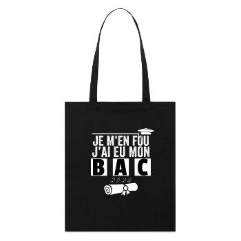 Cadeau Baccalauréat Bachelier Bachelière Bac 2024 - Tote bag bio Stanley/Stella - noir - Devant