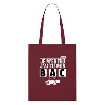 Cadeau Baccalauréat Bachelier Bachelière Bac 2024 - Tote bag bio Stanley/Stella - bordeaux - Devant