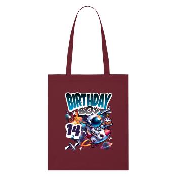 Astronaut 14th Birthday Space - Stanley/Stella Organic Tote Bag - burgundy - Front