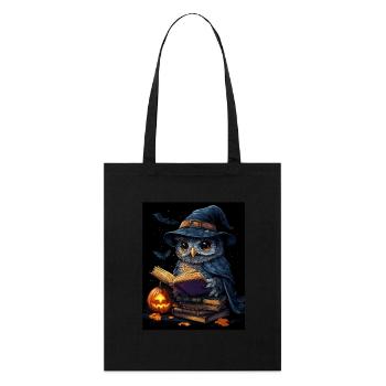 Halloween Geschenk Frauen Eule Männer Kinder Deko - Stanley/Stella Bio-Stoffbeutel - Schwarz - Vorne