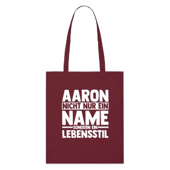 First name Aaron - Stanley/Stella Organic Tote Bag - burgundy - Front