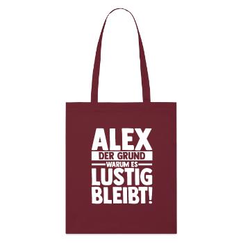 Alexander Alexandra Alexa Alex - Stanley/Stella Bio-Stoffbeutel - Burgunderrot - Vorne