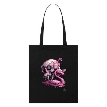 Pink Primate Skull & Flamingo: Tropical Vibes - Stanley/Stella Organic Tote Bag - black - Front