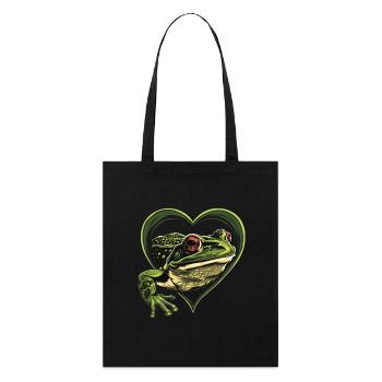 Frosch - Stanley/Stella Bio-Stoffbeutel - Schwarz - Vorne