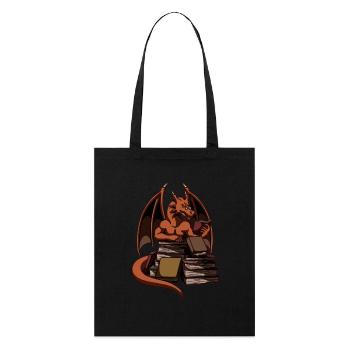Dragon Reading Magic Dungeon - Stanley/Stella Organic Tote Bag - black - Front