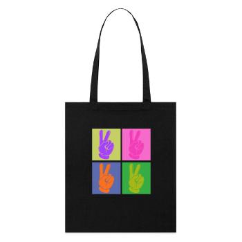 Poignée de paix colorée Pop Art Design - Tote bag bio Stanley/Stella - noir - Devant