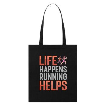 Jogging Happens Running Helps Running - Stanley/Stella Organic Tote Bag - black - Front