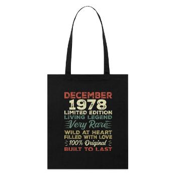 Décembre 1978 - anniversaire Décembre 1978 année - Tote bag bio Stanley/Stella - noir - Devant