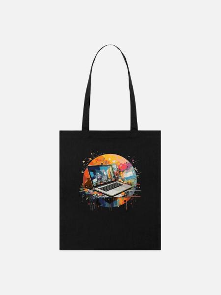 ordinateur portable calculatrice ordinateur - Tote bag bio Stanley/Stella - noir