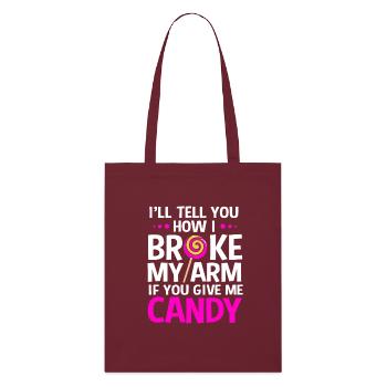 Broken Arm Bone Fracture - Stanley/Stella Organic Tote Bag - burgundy - Front
