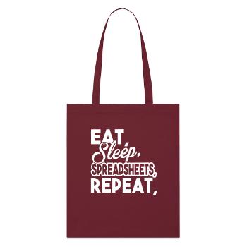 Accountant Eat Sleep Spreadsheets - Stanley/Stella Organic Tote Bag - burgundy - Front