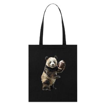 Großer Panda Fußball - Stanley/Stella Bio-Stoffbeutel - Schwarz - Vorne