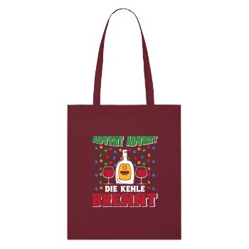 ADVENT ADVENT DIE KEHLE BRENNT Lustiges Glühwein - Stanley/Stella Bio-Stoffbeutel - Burgunderrot - Vorne