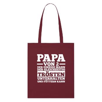 Dad of 2 children - Stanley/Stella Organic Tote Bag - burgundy - Front