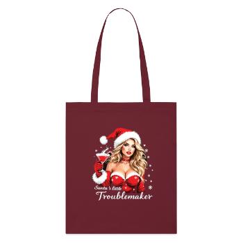 Santa's Little Troublemaker Christmas Hat - Stanley/Stella Organic Tote Bag - burgundy - Front