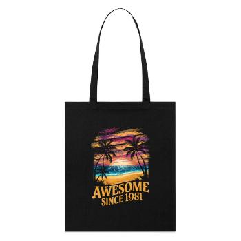 Awesome Since 1981 Strand Sonnenuntergang - Stanley/Stella Bio-Stoffbeutel - Schwarz - Vorne