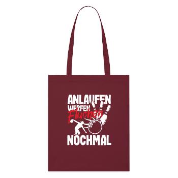 Bowling Run Up Throwing Cursing Again - Stanley/Stella Organic Tote Bag - burgundy - Front