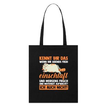 Lazy Late Riser Motivation Cat - Stanley/Stella Organic Tote Bag - black - Front