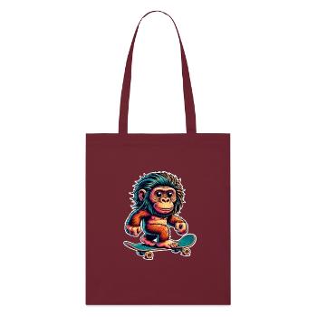 Neanderthal Skateboard Skater - Stanley/Stella Organic Tote Bag - burgundy - Front