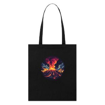 Dramatic volcano eruption with fire and smoke - Stanley/Stella Organic Tote Bag - black - Front