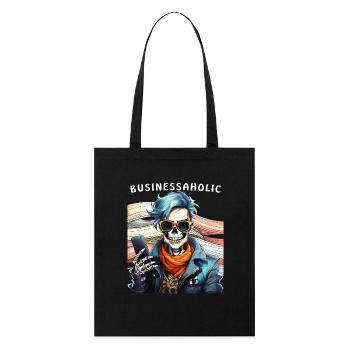 SKELETT MANN BUSINESSAHOLIC - Stanley/Stella Bio-Stoffbeutel - Schwarz - Vorne
