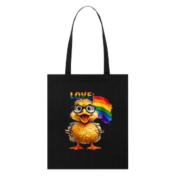 CANARD ARC-EN-CIEL DRAPEAU AMOUR - Tote bag bio Stanley/Stella - noir - Devant