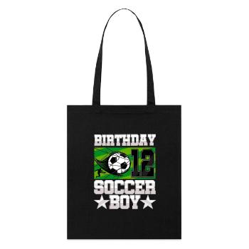 12th birthday Boy Soccer 12 Years Old Gifts - Stanley/Stella Bio-Stoffbeutel - Schwarz - Vorne