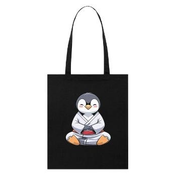 Judo Pinguin Meditation Meisterhaft - Stanley/Stella Bio-Stoffbeutel - Schwarz - Vorne