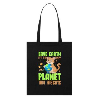 Sauvez la Terre, c’est la seule planète qui a des chats - Tote bag bio Stanley/Stella - noir - Devant