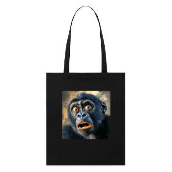 Gorilla - Stanley/Stella Bio-Stoffbeutel - Schwarz - Vorne