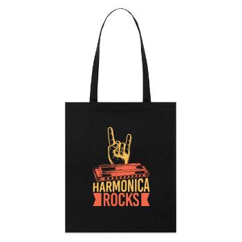 Funny Harmonica Player Rocks Harmonica - Stanley/Stella Bio-Stoffbeutel - Schwarz - Vorne