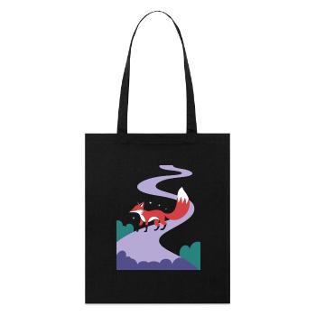 Renard sur le chemin magique de l’évasion fantastique - Tote bag bio Stanley/Stella - noir - Devant