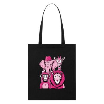 Elefant Affe Löwe Giraffe in Rosa Look mit Stil - Stanley/Stella Bio-Stoffbeutel - Schwarz - Vorne
