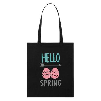 Bonjour le design printanier avec des œufs de Pâques - Tote bag bio Stanley/Stella - noir - Devant