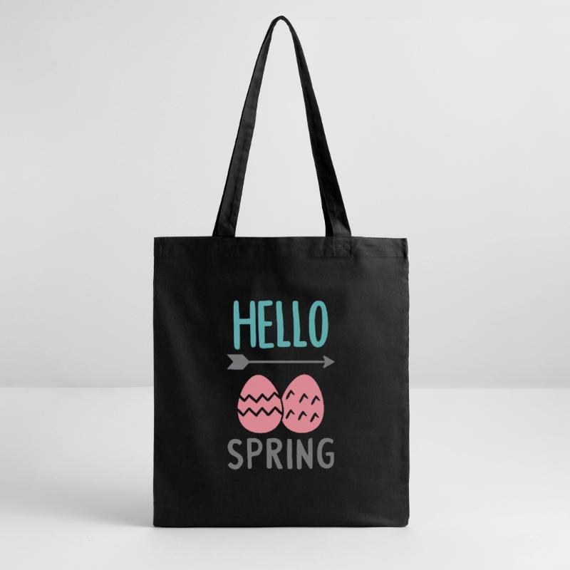 Hello Spring Spring Design with Easter Eggs Stanley/Stella Organic Tote Bag