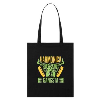 Funny Harmonica Player Gangsta Harmonica - Stanley/Stella Bio-Stoffbeutel - Schwarz - Vorne