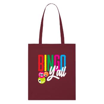 Bingo Y'all Farbenfrohes Bingo Erlebnis - Stanley/Stella Bio-Stoffbeutel - Burgunderrot - Vorne