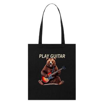 BÄR ROCKGITARRE PLAY GUITAR - Stanley/Stella Bio-Stoffbeutel - Schwarz - Vorne
