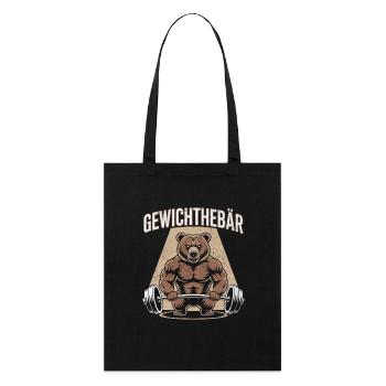 Witziges Gewichtheber Gewichthebär Tshirt Design - Stanley/Stella Bio-Stoffbeutel - Schwarz - Vorne