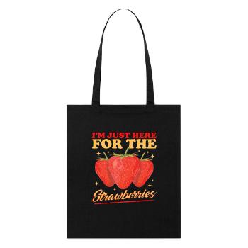 Erdbeeren Erdbeere Strawberry Geschenk - Stanley/Stella Bio-Stoffbeutel - Schwarz - Vorne